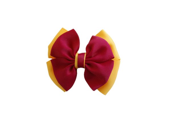 Maroon/Yellow Hair Bow