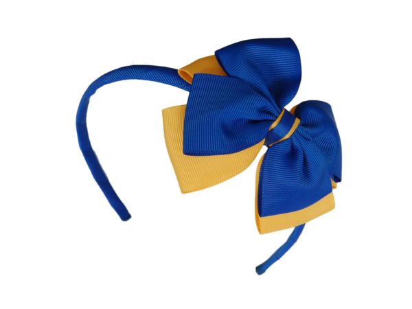 3. Large Royal Blue and Yellow Hair Bow - wide 4